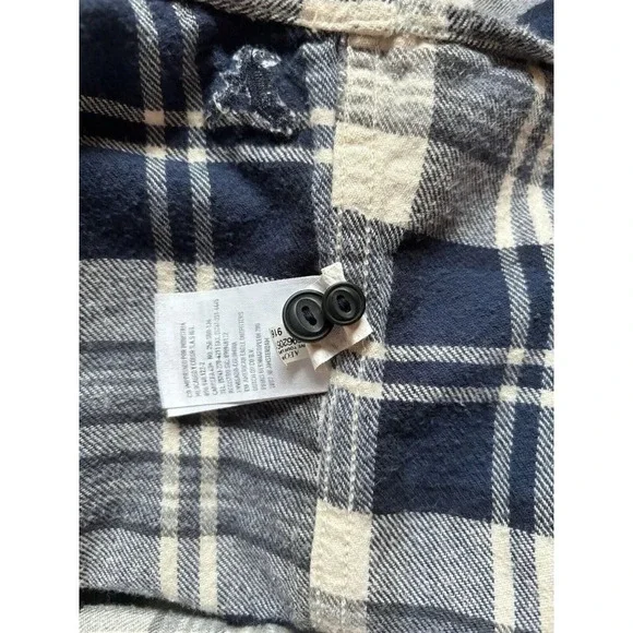 American Eagle Men's XL Flannel Button-Down Heritage Blue White Outdoor Gorpcore - Picture 7 of 8